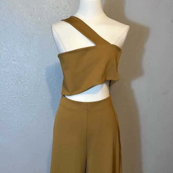 House of Harlow X revolve toffee Fabien women’s wide leg jumpsuit size L - Picture 2 of 15